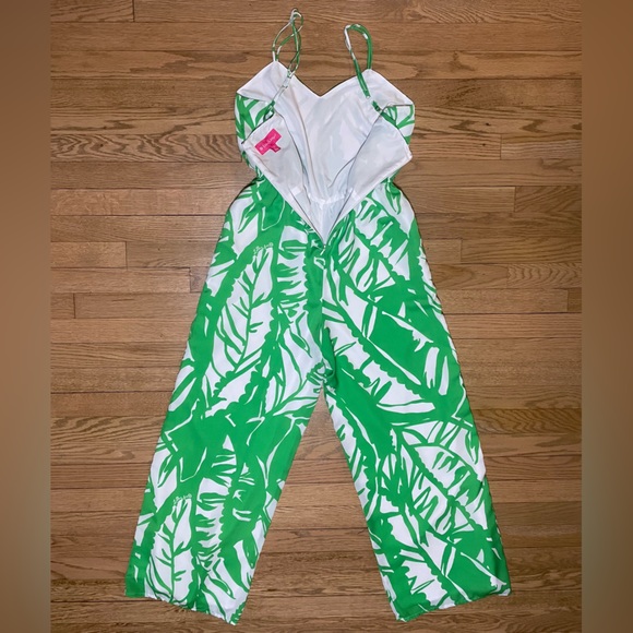 LILLY PULITZER for TARGET Green and White Jumpsuit Romper w/ side pockets - Picture 8 of 11